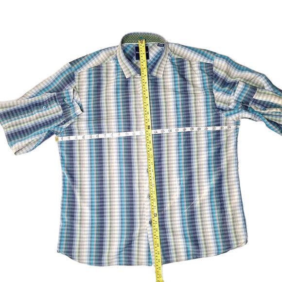Tommy Bahama Shirt Mens XL Multicolor Turqoise Teal Check Button Up Long Sleeve - Picture 4 of 6
